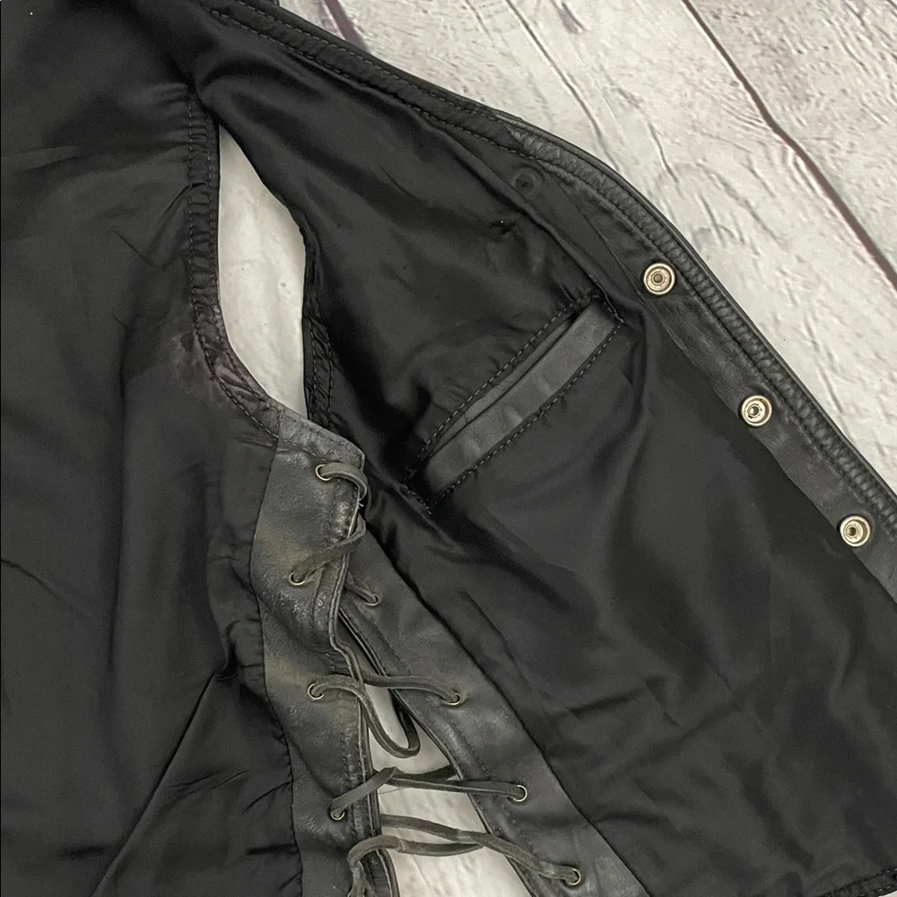 All American Ryder Black Leather Biker Vest with Harley-Davidson - Picture 8 of 8